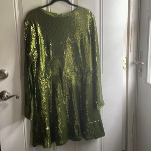 Scoop Sequined Mini Dress with Ruffle Hem